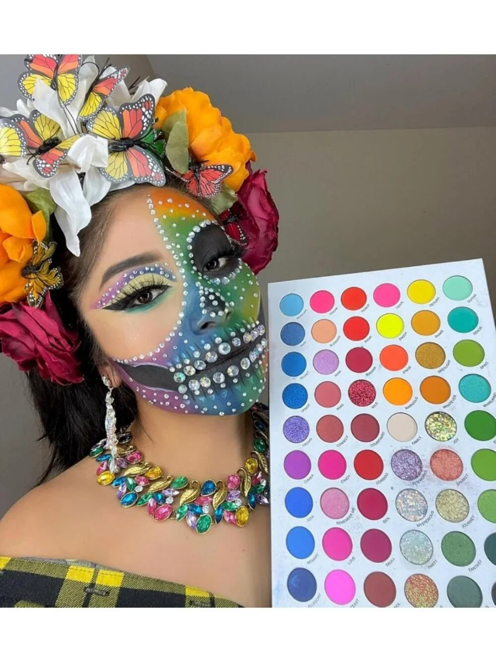 Vibrant 54-Color Eyeshadow Palette - Bright Neon, Glitter & Matte Shades for